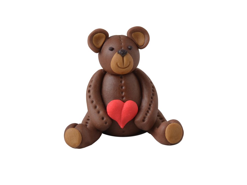 Figurka cukrowa na tort - Dekor Pol - Miś z serduszkiem, brązowy, 5 cm