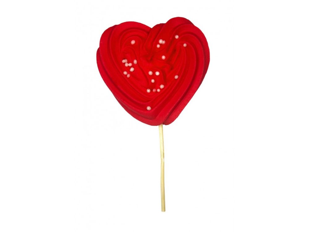 Sugar decorations on a stick Hearts - Dekor Pol - red, 4 pcs.