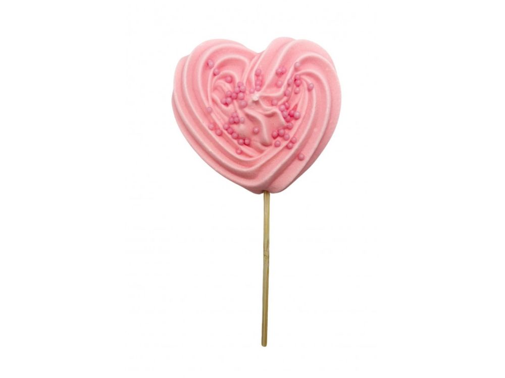 Sugar decorations on a stick Hearts - Dekor Pol - pink, 4 pcs.