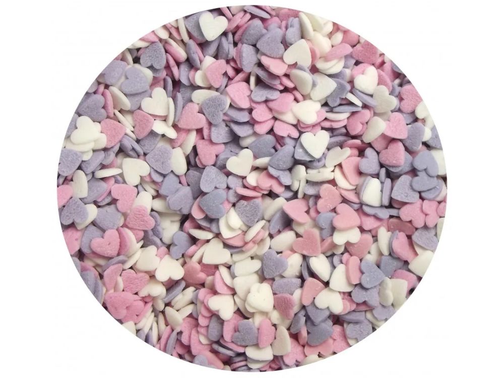 Sugar sprinkles Hearts - Dekor Pol - white, pink, violet, 40 g