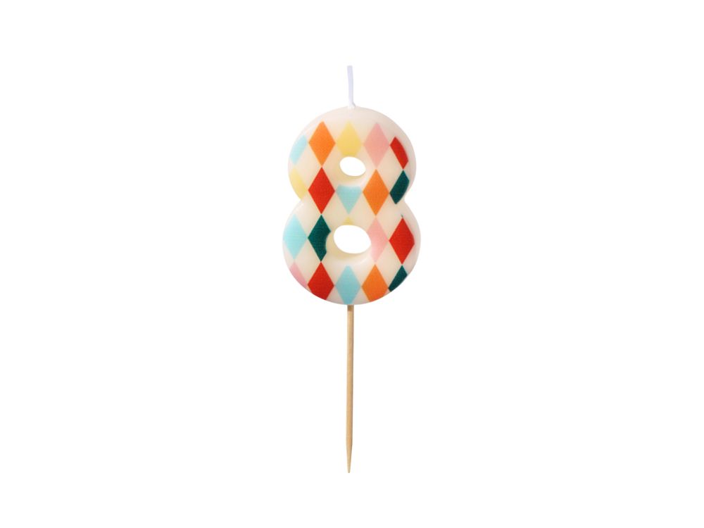 Świeczka urodzinowa Romby - PartyDeco - cyferka 8
