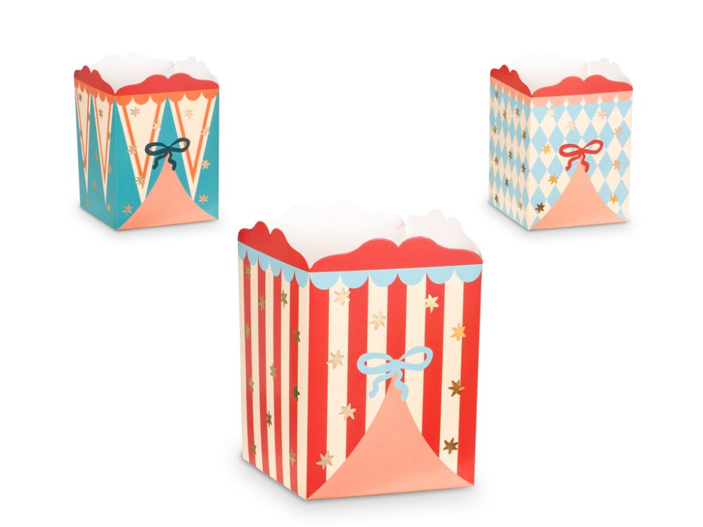 Boxes for popcorn Circus - PartyDeco - 6 pcs.