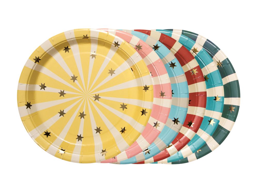 Paper plates Circus Party - PartyDeco - 18 cm, 6 pcs.