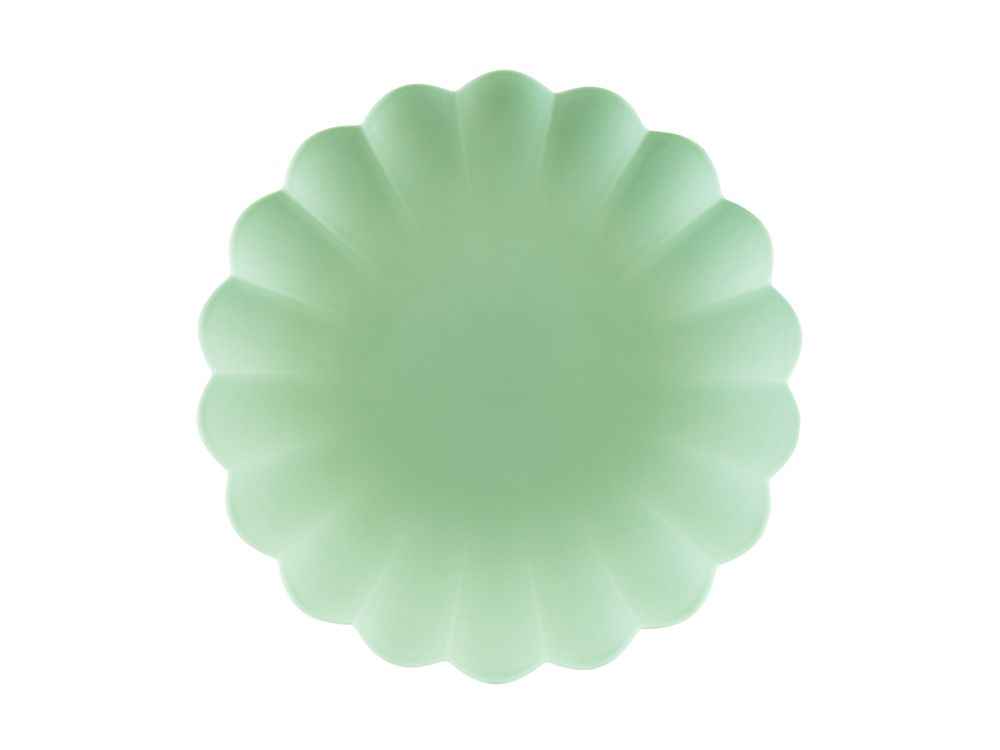 Plastic plates Frill - PartyDeco - Sage, 22 cm, 4 pcs.