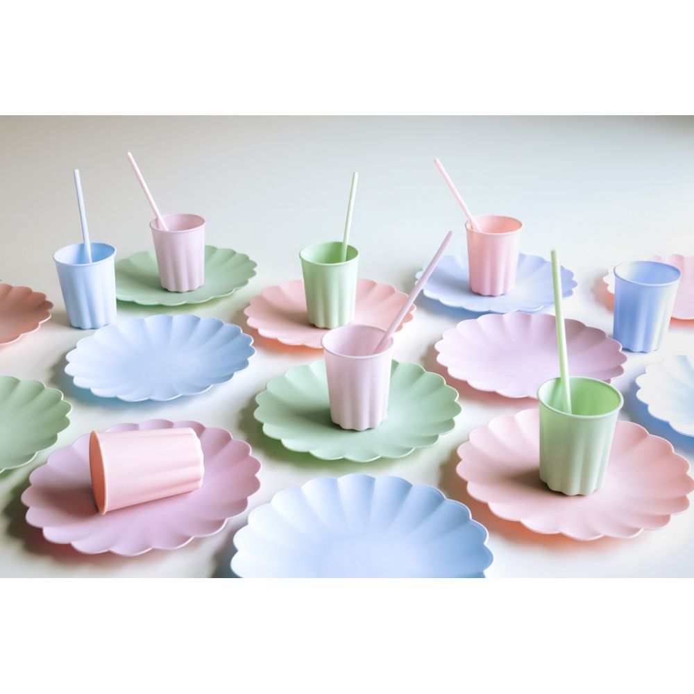 Słomki plastikowe z czyścikiem - PartyDeco - fioletowe, 23 cm, 12 szt.