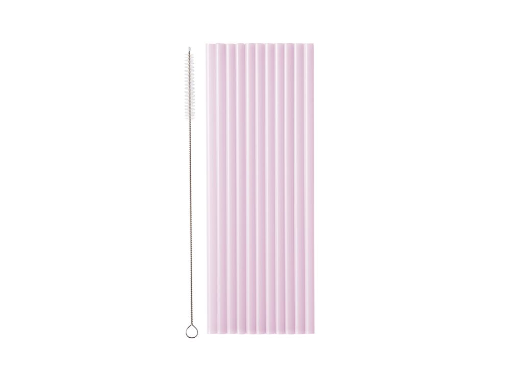 Plastic straws with cleaning brush - PartyDeco - Violet, 23 cm, 12 pcs.