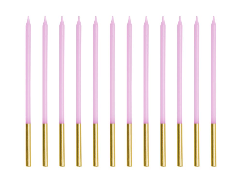 Świeczki urodzinowe gładkie - PartyDeco - fioletowe, 14 cm, 12 szt.