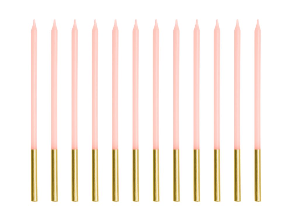 Birthday candles smooth - PartyDeco - Pink, 14 cm, 12 pcs.