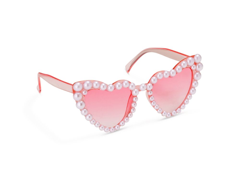 Party glasses Hearts with pearls - PartyDeco - Pink
