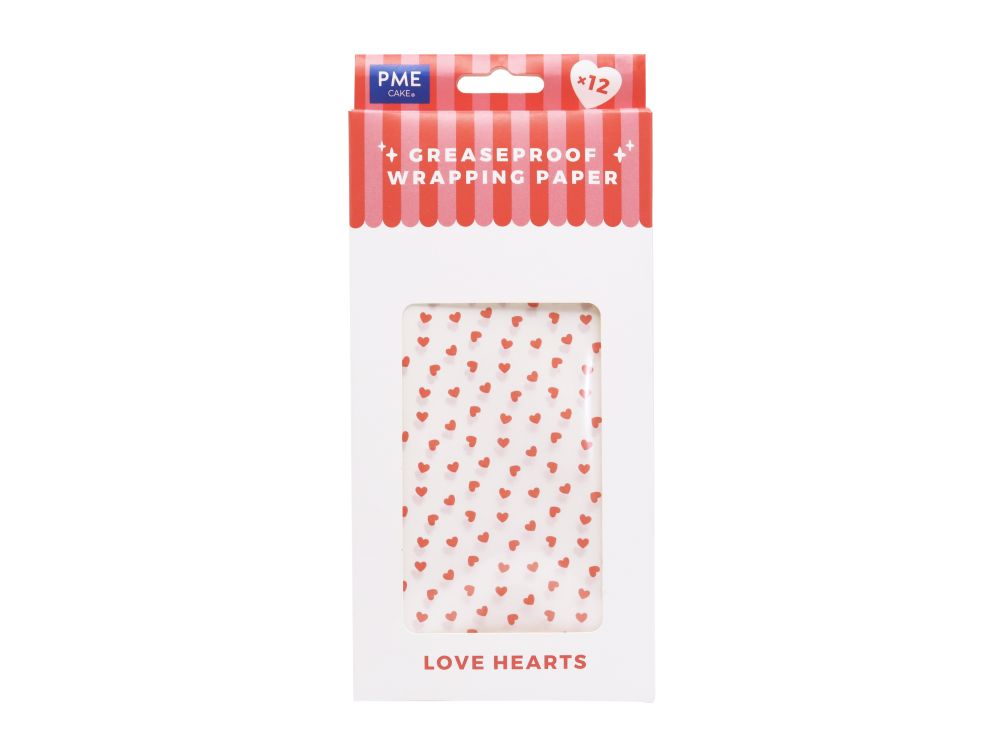Wrapping paper Love Hearts - PME - 40 x 40 cm, 12 pcs.