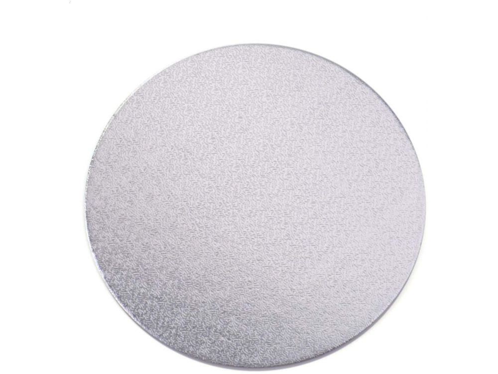 Cake board round - Decora - thick, silver, 15 cm