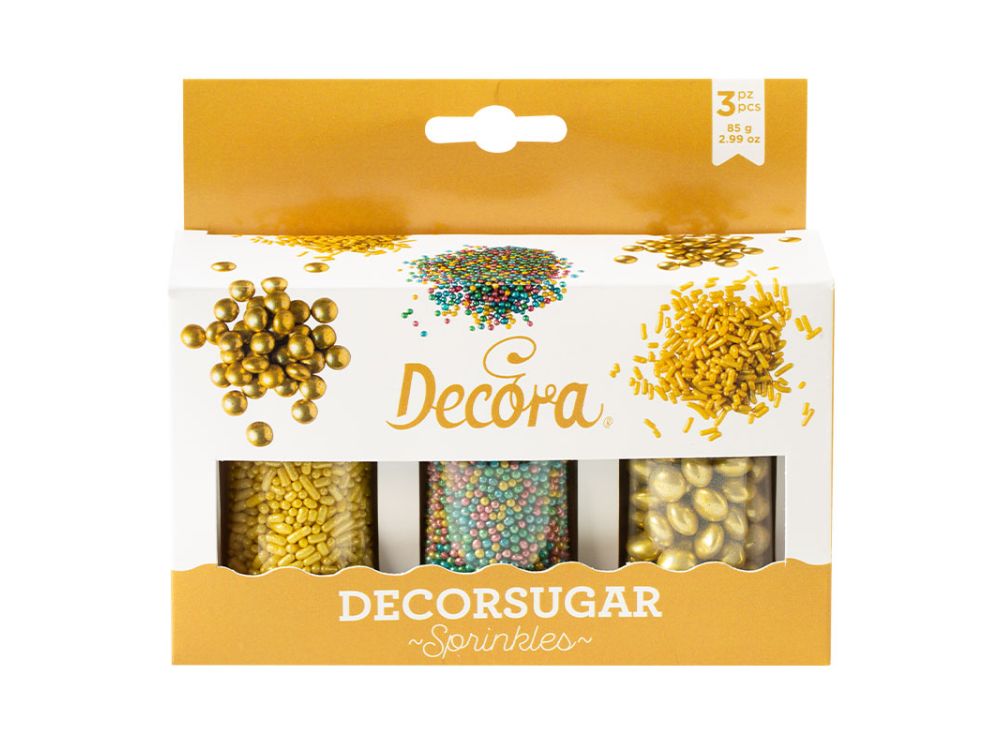 Zestaw posypek cukrowych Gold & Multicolor - Decora -  85 g