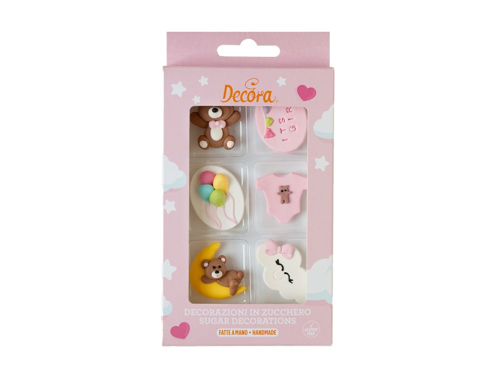 Dekoracje cukrowe Baby Girl - Decora - 6 szt.