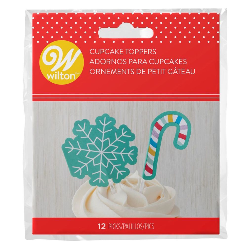 Decorations on the peak - Wilton - snowflakes and candies, 12 pcs.