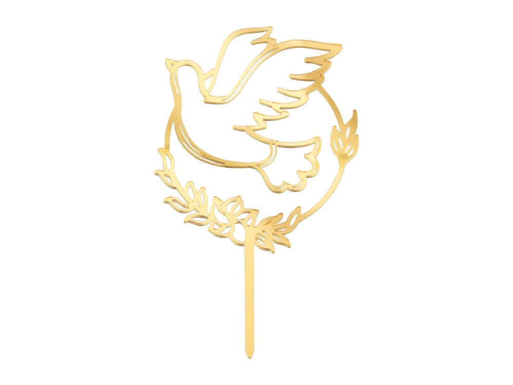 Acrylic communion cake topper Dove - golden 19 cm