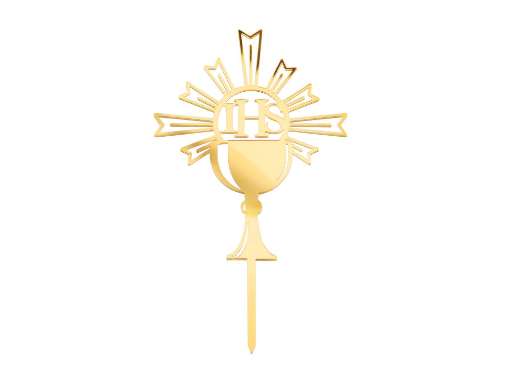 Acrylic communion cake topper Cup - gold, 20 cm