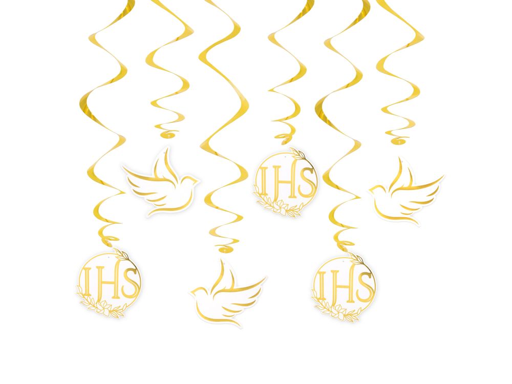 Hanging decorations spirals Holy Communion - 6 pcs.