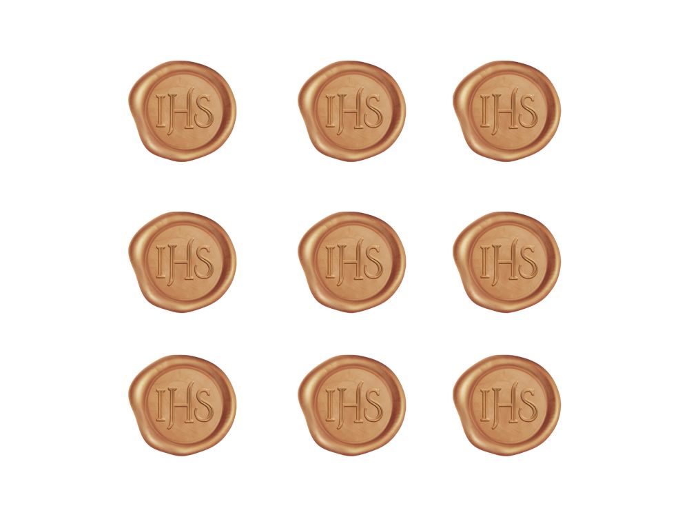 Seal Stamps Holy Communion IHS - golden 9 pcs