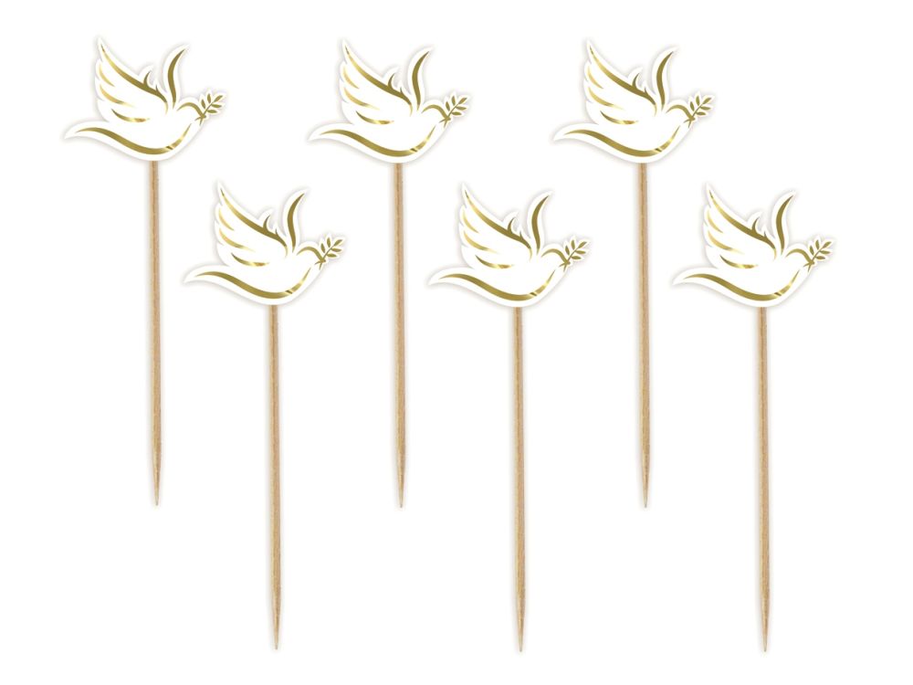 Communion cupcake toppers Golden Doves - GoDan - 6 pcs.
