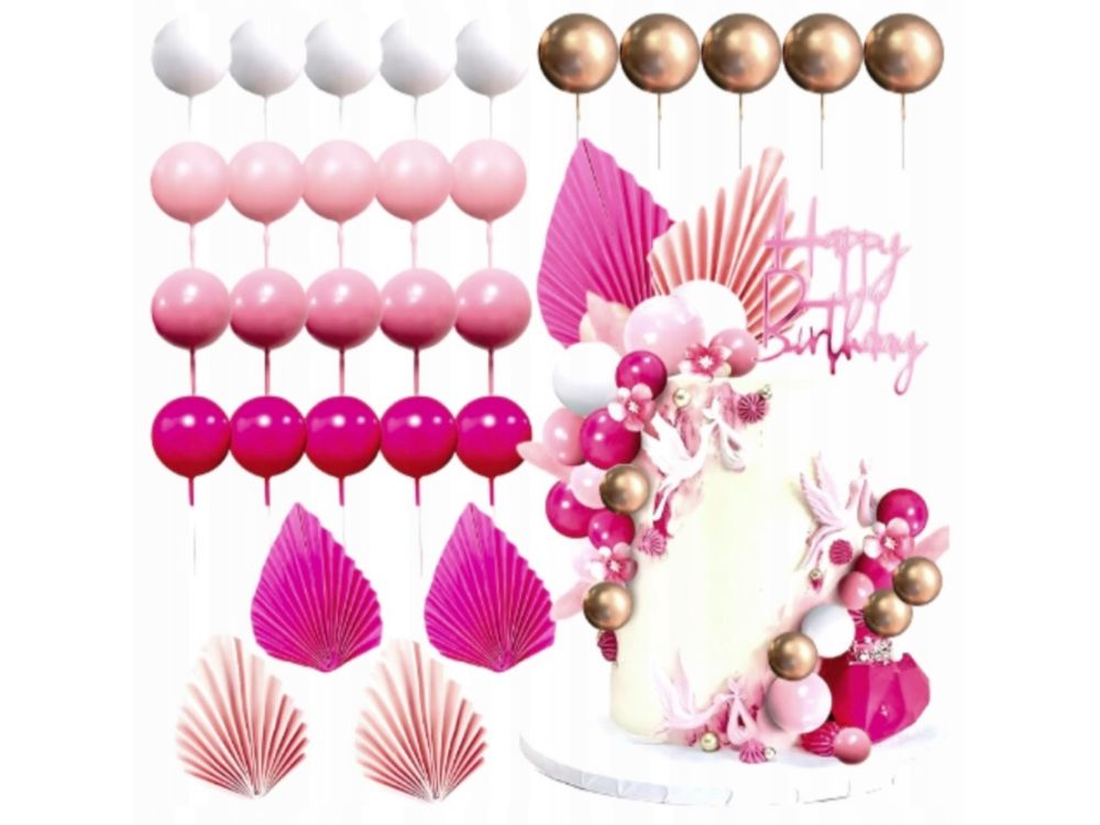 Decorations toppers on a peak Balls with Fans - Mix, 29 pcs.