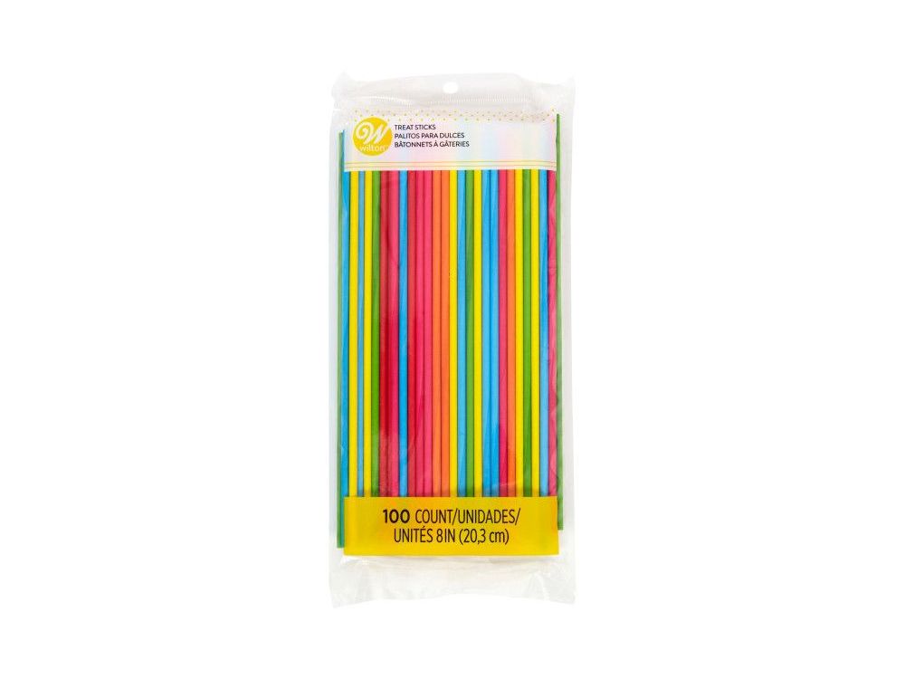 Paper lollipop sticks - Wilton - colored, 20 cm, 100 pcs.