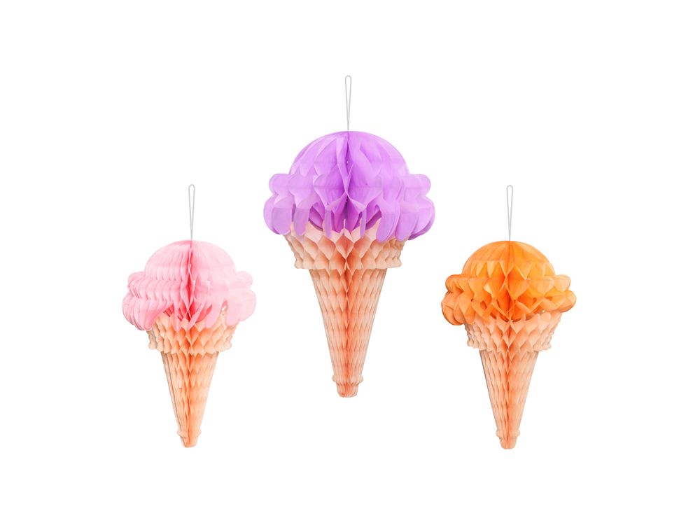 Dekoracja bibułowa honeycomb Lody - PartyDeco - 20-30 cm