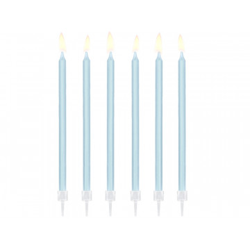 Świeczki urodzinowe gładkie - PartyDeco - jasnoniebieskie, 14 cm, 12 szt.