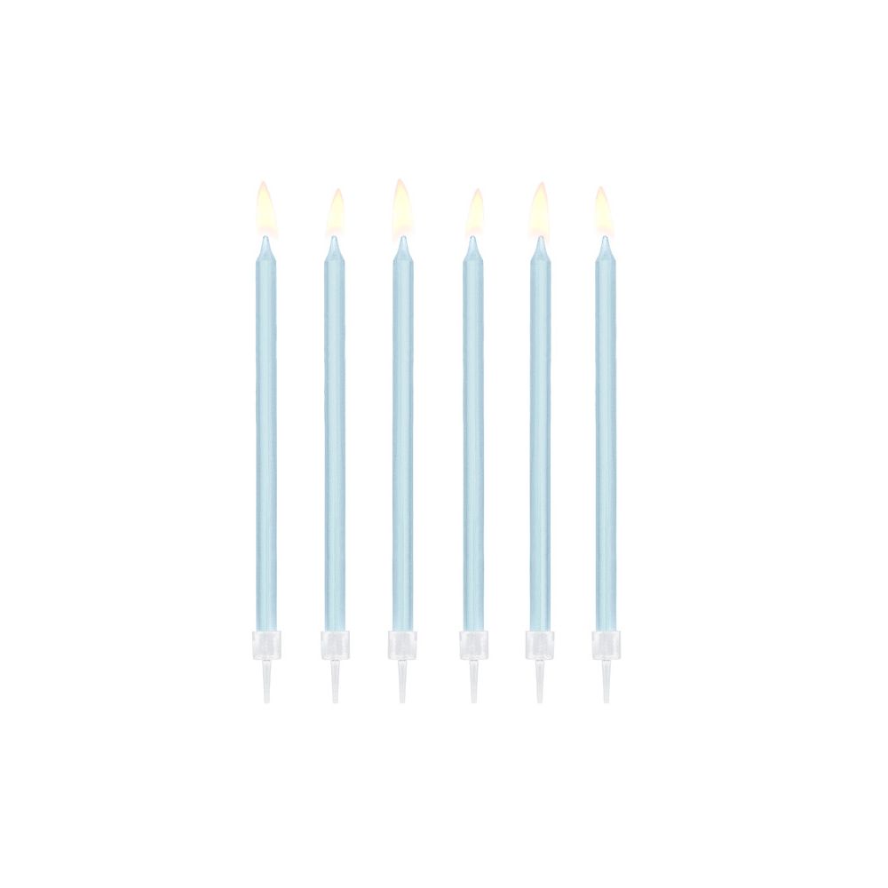 Birthday plain candles - PartyDeco - light blue, 14 cm, 12 pcs.