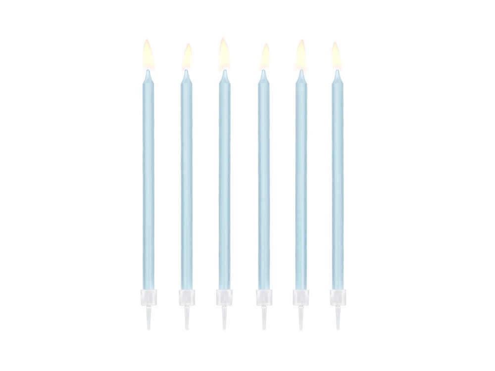 Birthday plain candles - PartyDeco - light blue, 14 cm, 12 pcs.