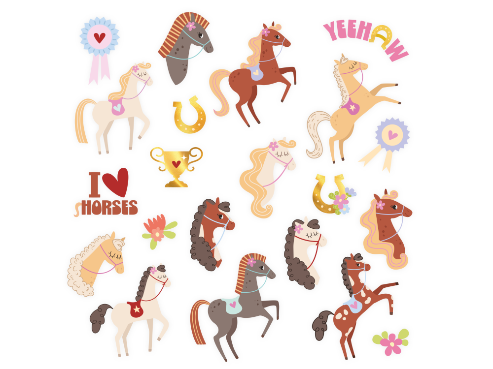 Washable Horse Tattoos - 21 pieces
