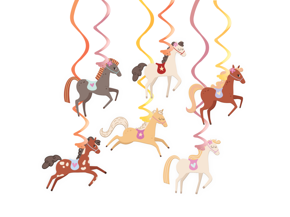 Hanging swirl decorations Horses – Set of 6