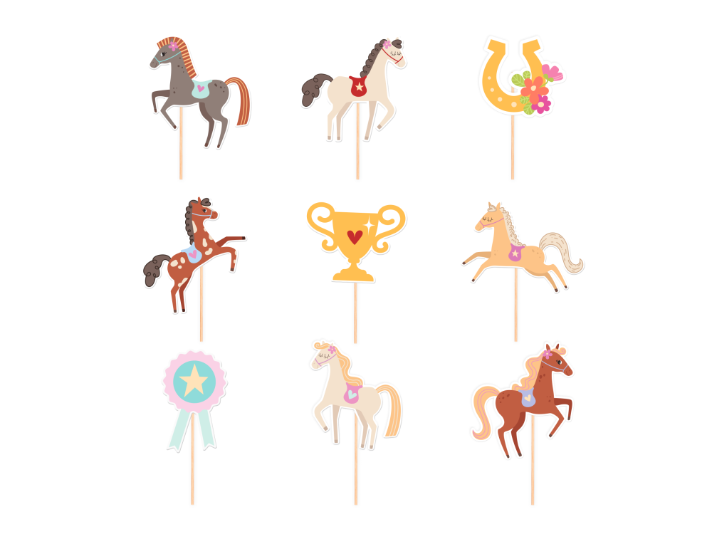 Horse-Themed Toppers – Set of 9