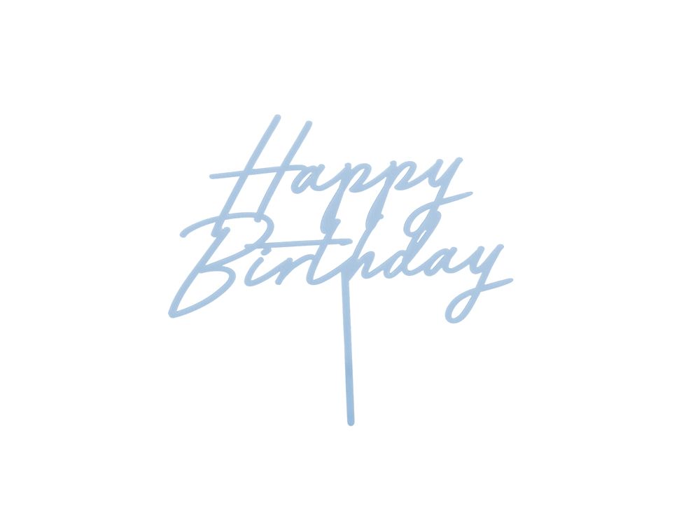 Acrylic Happy Birthday Cake Topper – PartyDeco - Blue, 16.5 x 18 cm