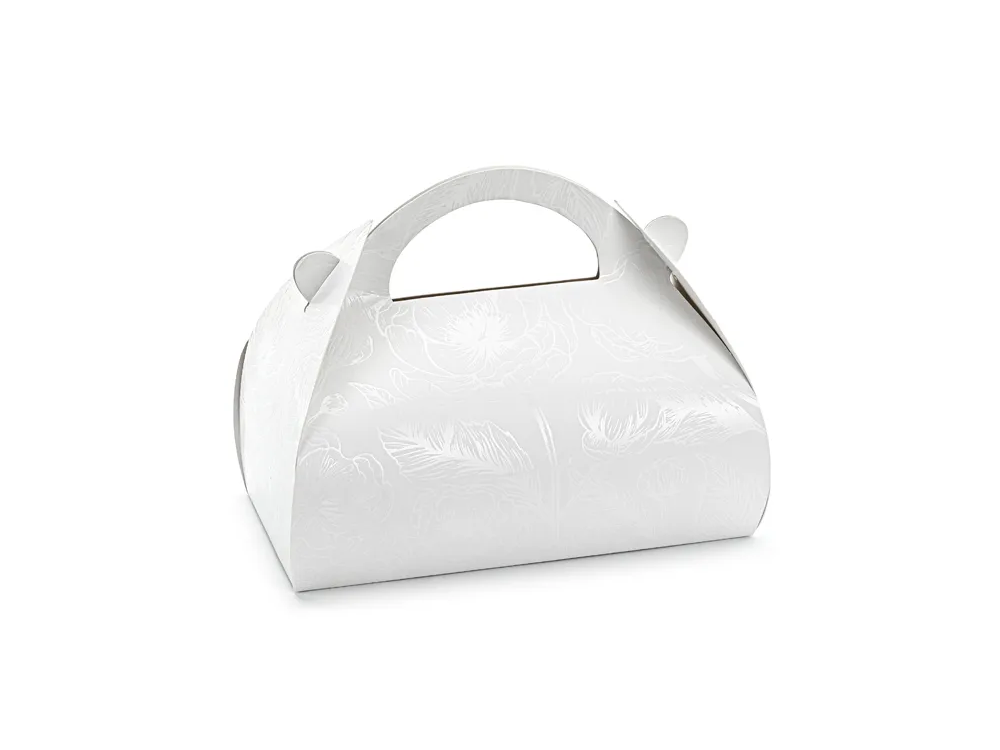 Decorative Cake Boxes Pearl Branches - PartyDeco - White, 10 pcs.