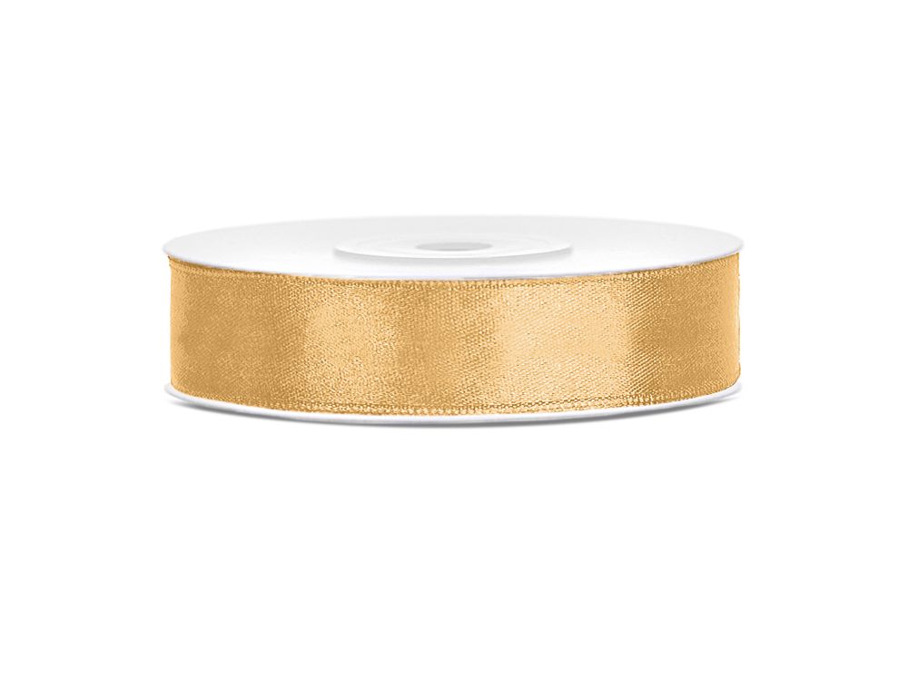 Satin ribbon - PartyDeco - light honey, 12 mm x 25 m