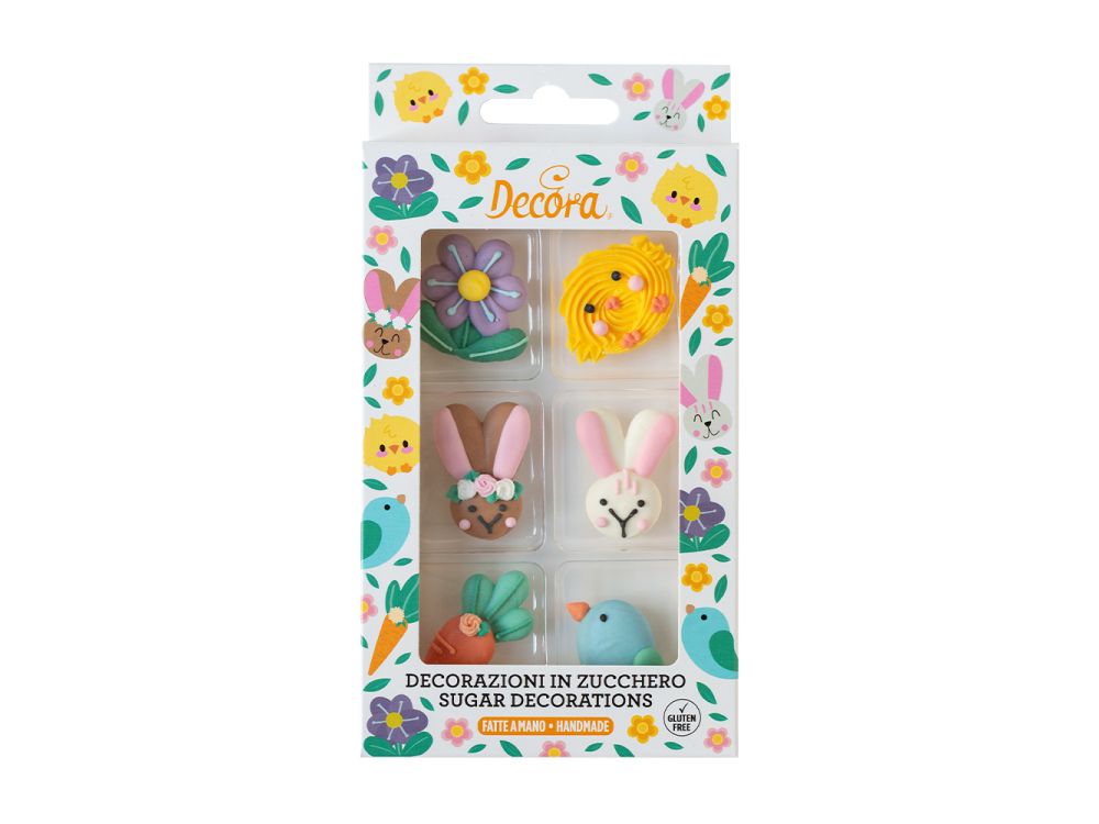 Edible sugar decorations Happy Easter - Decora - set of 6