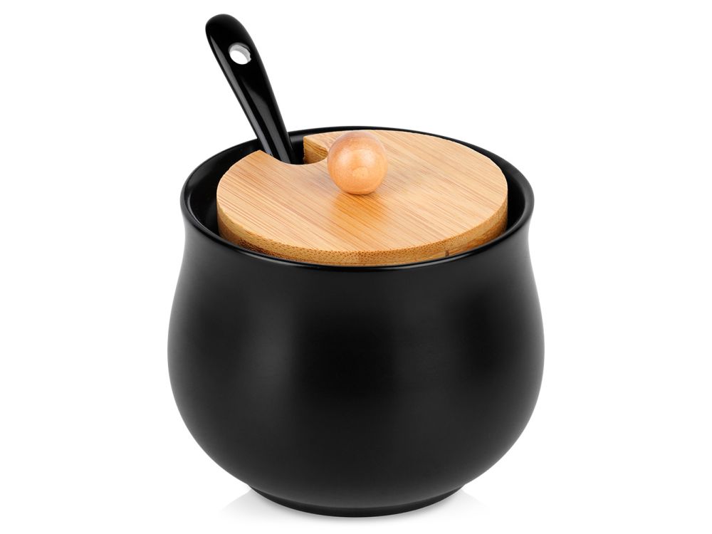 Ceramic sugar bowl with lid - Vilde - black