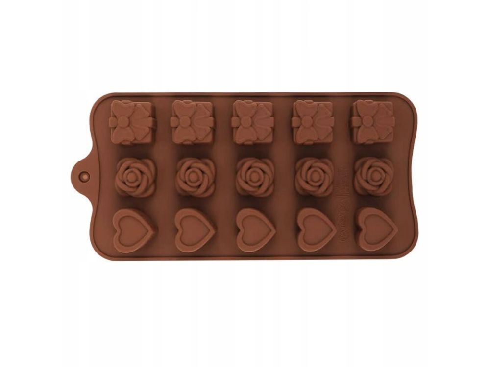 Silicone Mold for Chocolates and Pralines – Hearts, Roses, Gifts