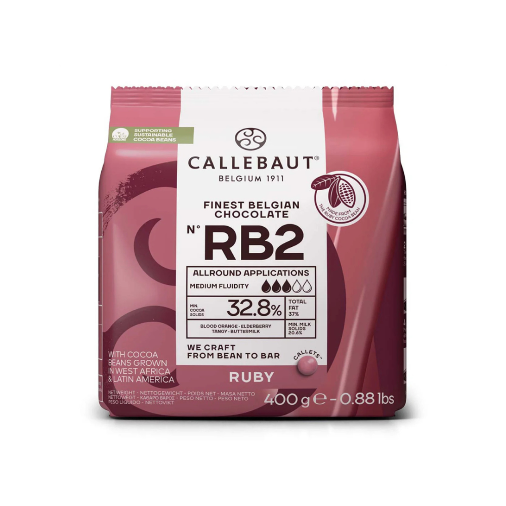 Belgian chocolate in lozenges - Callebaut - ruby, 400 g