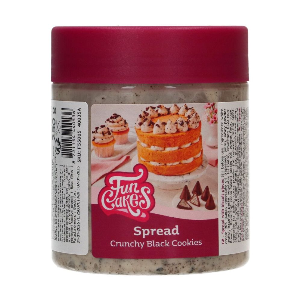 Krem do smarowania - FunCakes - Crunchy Black Cookies, 250 g