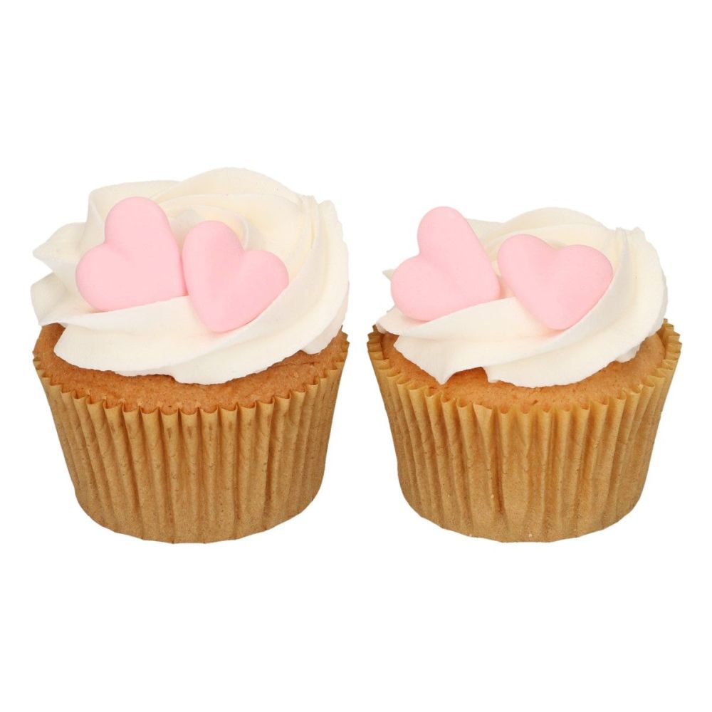 Sugar decorations - FunCakes - pink hearts, 8 pcs