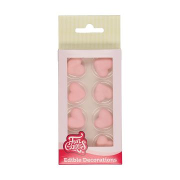 Sugar decorations - FunCakes - pink hearts, 8 pcs