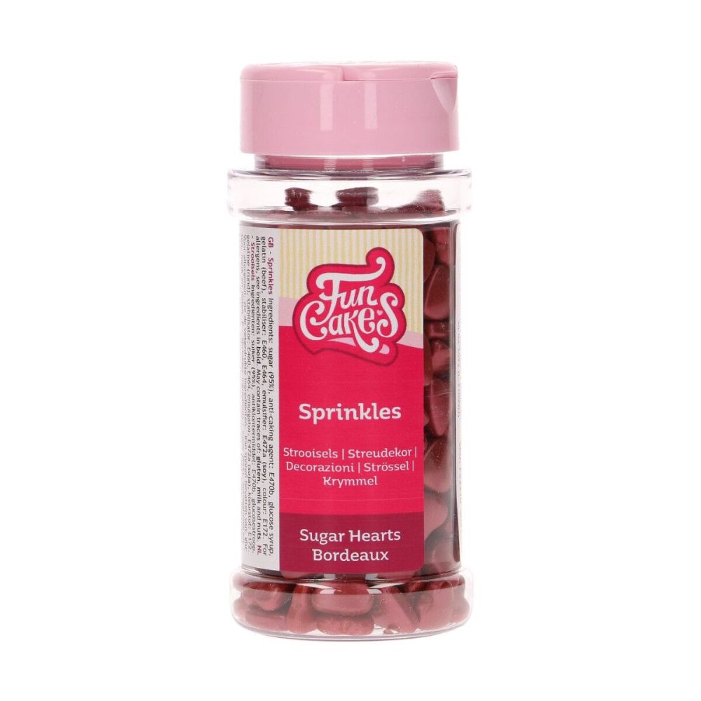 Sprinkles - FunCakes - Sugar Hearts Bordeaux, 80 g