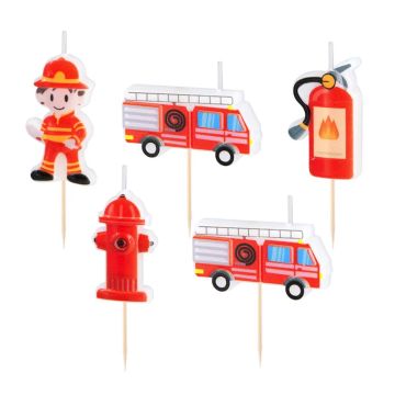 Firefighter-themed birthday candles - 5 pcs.