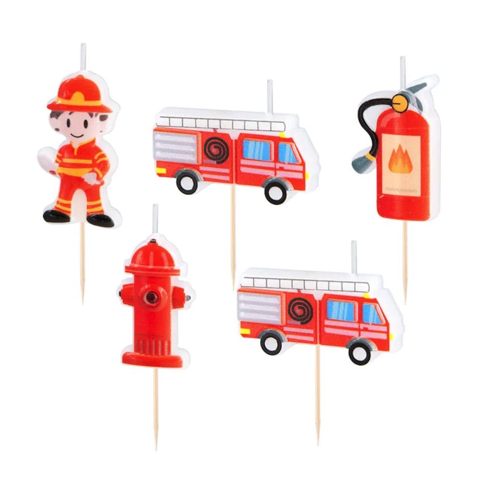 Firefighter-themed birthday candles - 5 pcs.