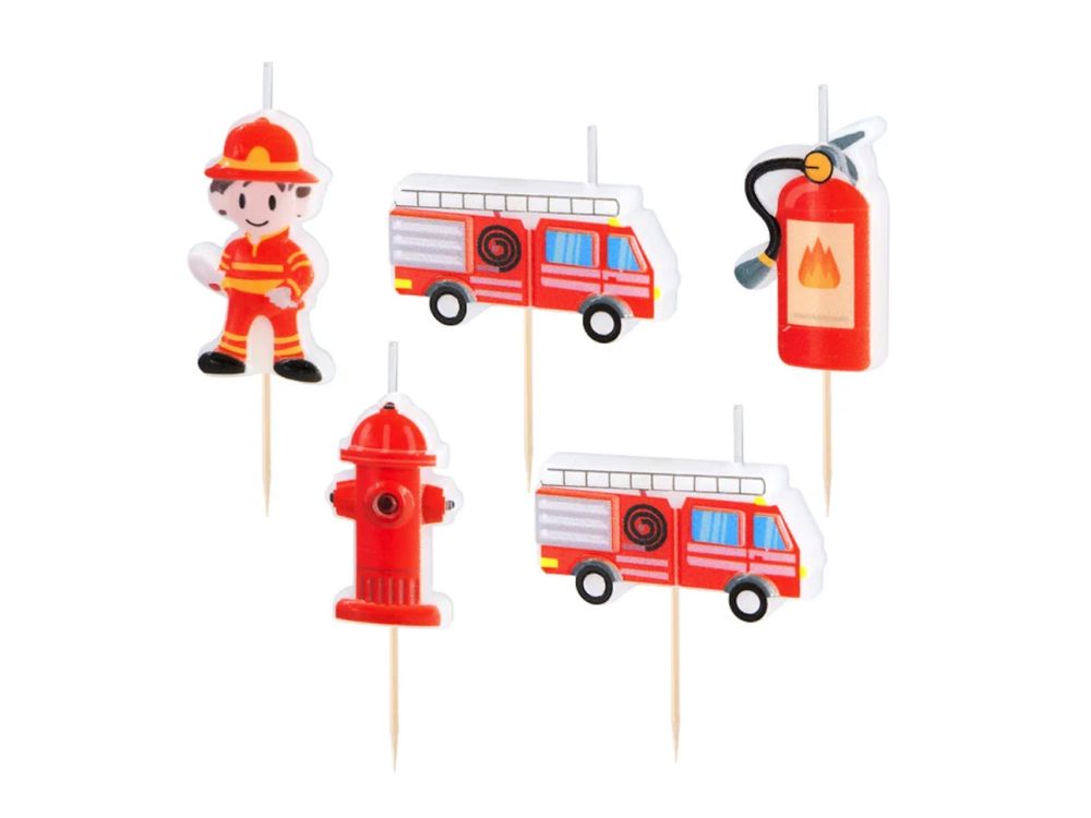 Firefighter-themed birthday candles - 5 pcs.