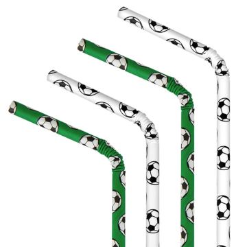 Football-themed paper straws - 19,5 cm, 10 pcs.
