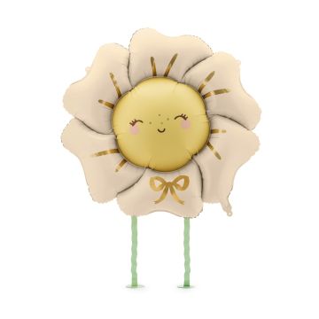 Foil Balloon Happy Flower - PartyDeco - beige, 104 cm
