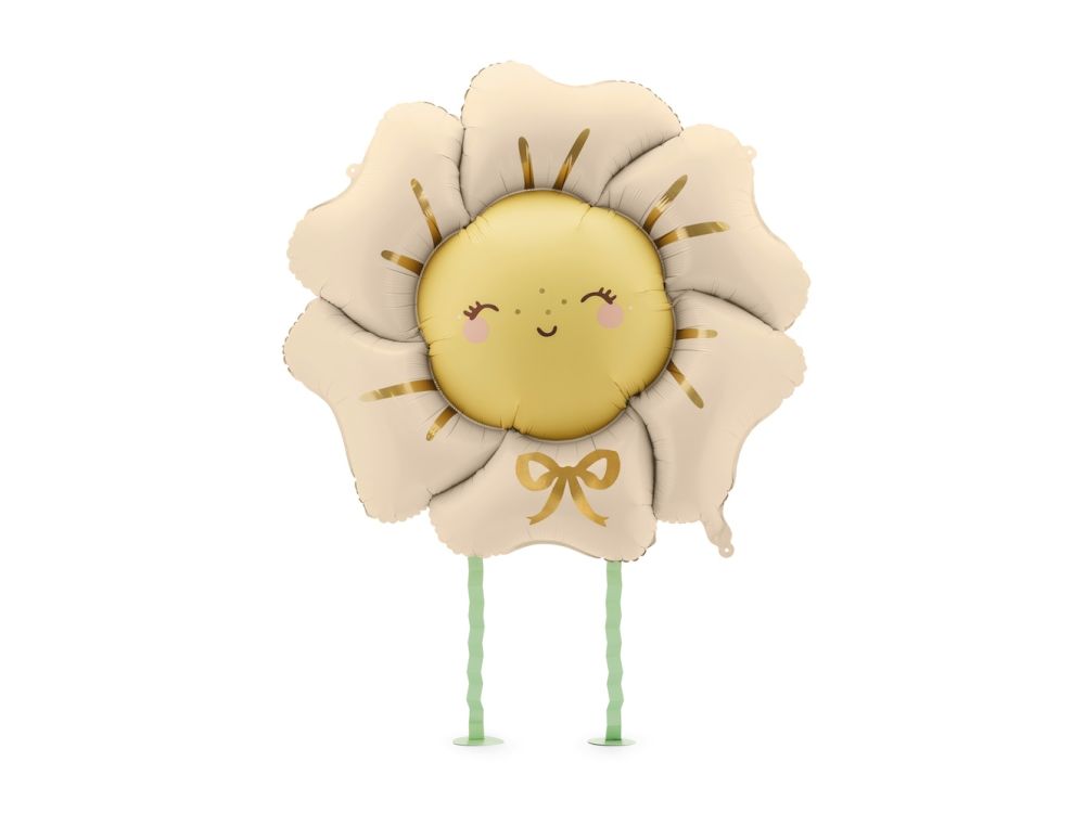 Foil Balloon Happy Flower - PartyDeco - beige, 104 cm