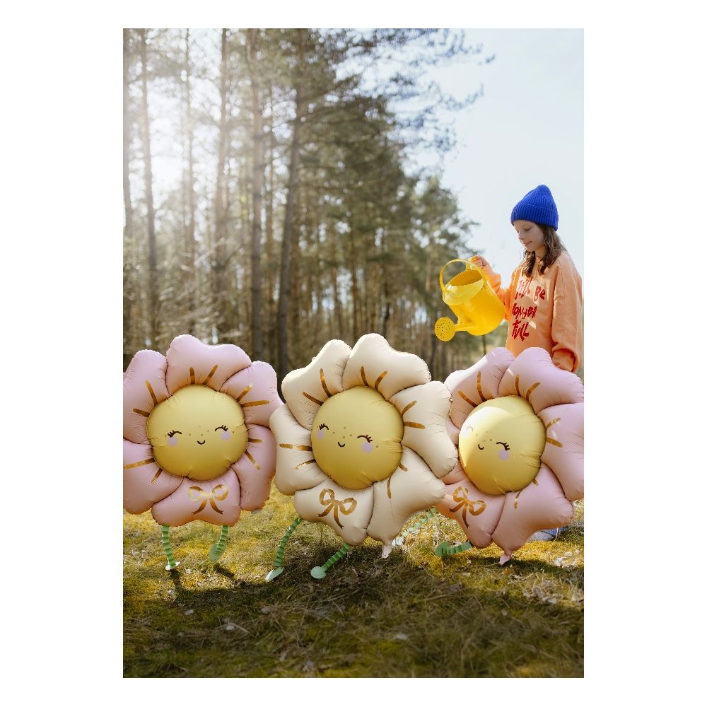 Foil Balloon Happy Flower - PartyDeco - pink, 104 cm